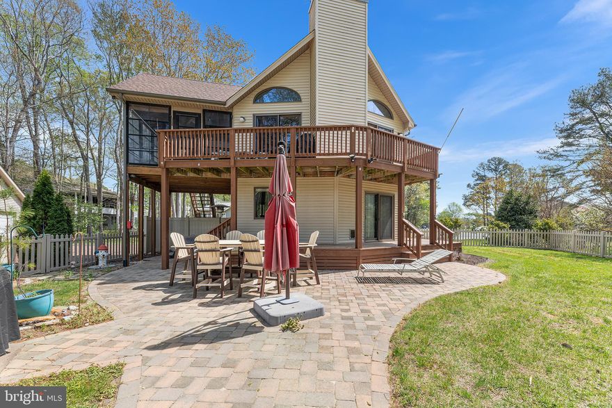 Welcome to 8 Chelsea Court in Ocean Pines, a beautifully maintained Chalet-style home perfectly situated on a golf course cul-de-sac in the heart of Ocean Pines. This resort-style community offers a lifestyle unlike any other, and this property takes full advantage of nearby access to some of the top sought-after amenities. Inside, you’ll find two finished levels of comfortable living space and an open 2nd story beamed ceiling, sold fully furnished for a true turn-key experience. The property features a 1-car attached garage plus an additional 2-car detached garage: ideal for cars, golf carts, or extra storag, as well as generous driveway parking. The owner has added an additional hvac system so there are now 2 zoned systems for better interior temperature control. Step outside to enjoy the vinyl-fenced yard with plenty of space for entertaining. Relax on the expansive wrap-around double-level decks or take in peaceful views of the pines, golf course and fenced-in manicured lawn.

Chelsea Ct, off of Ocean Parkway is located just across from Pintail Park (take out your kayak), this home combines a unique setting with convenience and endless recreation. Whether as a primary residence, vacation retreat, or investment, this property is a rare find in one of Ocean Pines’ Seabright section.
Check ocean pines association website for an accurate listing of the memberships available for the Resort amenities, golf course access, swimming pools, beach club and more. Listing has one of the membership recreation fee estimates. Other options are available.