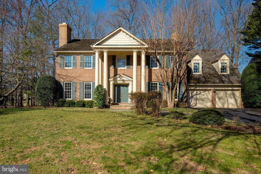 Classic Georgian-style brick home situated at the end of a cul-de-sac backing to 4th fairway of TPC Potomac at Avenel Farm golf course. Open flowing floor plan with two story marble floored foyer with curved, wood-stained staircase. Hardwood floors and crown moldings adorn most of the 1st floor. Formal living room with wood-burning fireplace and built-ins leads to formal dining room with chair rail and bay window overlooking private rear yard. Huge and fully equipped kitchen with solid Cherry cabinetry, new Quartz countertops, Island with cooktop and Sub Zero side-by side refrigerator. Enjoy breathtaking views of the rear yard and golf course in the breakfast room atrium that is outfitted with a desk area. The adjoining family room area is equipped with a stone fireplace and hearth, built-in bookcases and access to the sunroom with ceramic-tiled floors, brick accent wall and skylights. The 1st floor quaint study is furnished with custom-built cherry cabinets and shelves. The 2nd floor comprises of the laundry room, 4 bedrooms and 3 fully remodeled ceramic baths. The primary suite boasts hardwood floors, a wood burning fireplace and mantle, vaulted ceilings and fan, 2 walk-in closets and a gorgeous bathroom with plenty of lighting, dual sinks, garden tub and a separate shower. New carpets dress the remaining bedrooms. The guest suite over the garage features dormer windows, 2 closets and a private full bath. The finished basement  has new carpeting, recessed lighting, a cedar closet, wet bar and a great space for rec room,  in-law or nanny suite with its own full ceramic bathroom. There is also a large unfinished space that serves as storage and houses the furnace and sump pump. This beautiful home also has a cedar shake roof, over-sized two car garage, public water and sewer, dual zone gas heat and central air conditioning. Easy access to major transportation routes, including Clara Barton Parkway, I-495 and close proximity to Potomac Village, DC and Bethesda make the location incredibly convenient.