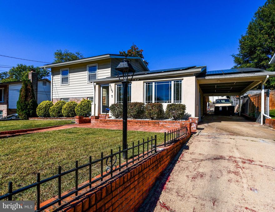 Welcome home!! Enjoy the curb appeal of this exquisite Open and spacious 4 BR/2 Full Bath split-level home of an entertainers dream! Recently renovated split level with gorgeous kitchen complimented with granite and stainless steel appliances, large dining, living  and family room. Upon miraculous view of the immediate living space, you can then take the party to the connected, dual egress Large party room that's 30 ft. x 25 ft. with its separate heating great for entertaining, the birthdays, graduations,  etc. And for the overflow, you can then further entertain your guest in your personal tiki styled vibe Cabana. The ambiance will be Phenomenal!!  Home has a 4 car driveway with carport, off street parking, storage shed to maintain lawn maintenance equipment plus more. Minutes to Washington DC and 495, shops, Planet Fitness and more! Come see for yourself!! Solar panels to transfer to new owner
