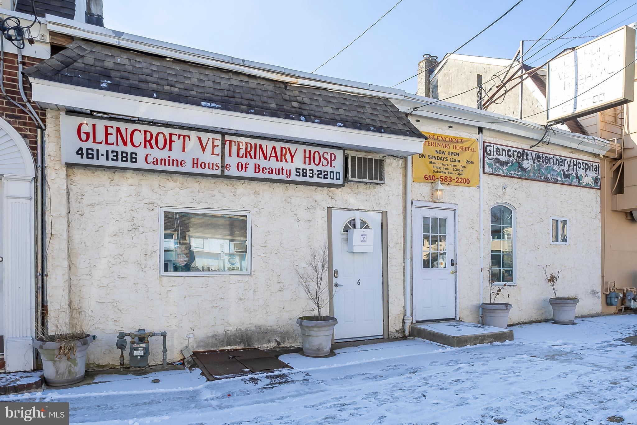 Fantastic Commercial Opportunity in Delaware County! Owner Occupied & Operated as Glencroft Veterinary for the Last 25 + Years. This One Offers Great Value & Is Ready for Its Next Owner. Buildings are For Sale Only - Not Business! This Package includes 2 Buildings: 4 & 6 E. Glenolden Avenue on a combined 34x70 LOT. Property is Only Minutes to I95, I476, Philadelphia International Airport & Wilmington Delaware. Property is Being Sold As-Is & Buyer is Responsible for Ordering & Obtaining Conditional Use & Occupancy.