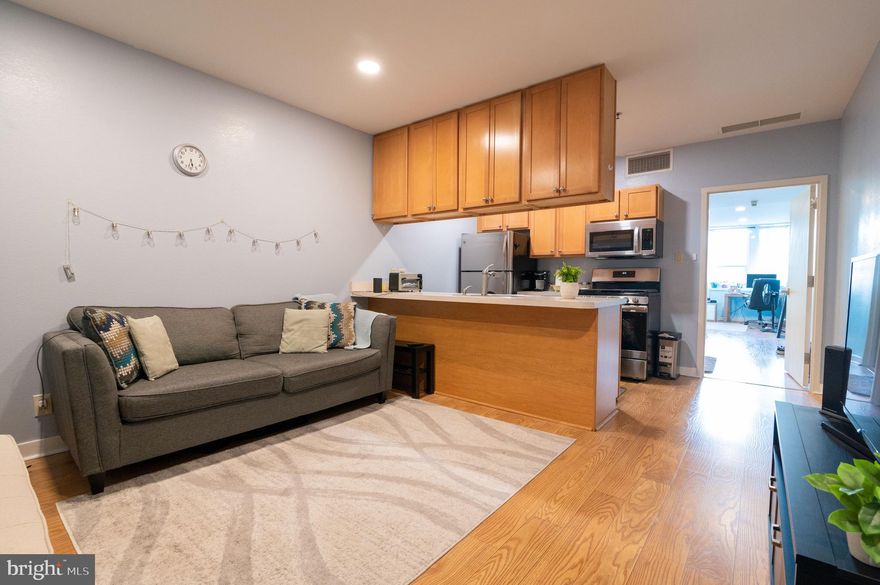 The Grand View Condominiums is a modern, pristinely kept high-rise in the heart of Philly's Chinatown, offering a welcome desk staffed 24/7, elevator access, a gym, on-site laundry, a peaceful garden, a dog run, a community lounge, and other sought-after amenities. Unit #1105  has fabulous west facing views of Center City! Almost all utilities are included in your monthly condo due and an additional storage space. Laundry is located on the same floor as this unit is a large, updated 1 bedroom, 1 bathroom condo highlighted by a great layout. Stepping inside, you'll find a spacious living room with plenty of room to hang out.  The condo has central a/c, gas heat, and gas hot water. In addition to everything inside, The location is super popular with incoming residents.  Drexel Medicals located only 3 blocks away and Jefferson Hospital 5 block away ,earns a near-perfect Walk Score of 99! Chinatown is brimming with top-rated restaurants, popular shops, local markets, and lively entertainment. The Reading Terminal Market, the Fashion District, City Hall, and Franklin Square Park are all a few blocks away. There's also easy access to public transit, Broad St, I-676, I-76, I-95, and South Jersey. Schedule your showing today!