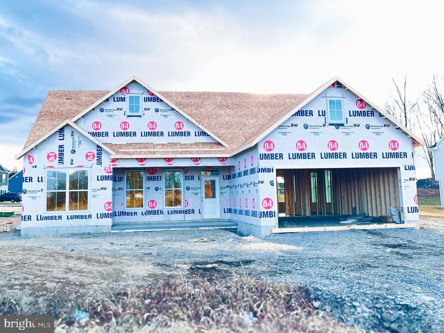 One level living on a corner lot!  This new home will be ready for a late February move in date.  The house includes great features like quartz counters, lvp flooring, oversized windows and a soft close cabinetry.  Enjoy your spacious bonus sunroom or walk out to your backyard patio.  Elevated ceiling heights make this house feel bigger than it is.  The primary suite has an oversized bathroom with a tiled shower surround and spacious walk in closet.  $11,700 from the builder toward closing costs.   Act fast and pick your interior colors!