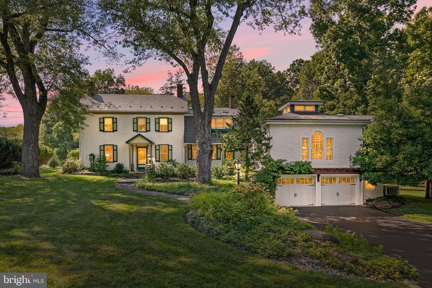 Discover this extraordinary historic home, featured in the 38th annual Easton House Tour, where timeless charm meets contemporary comfort. Nestled along a serene country road and overlooking the picturesque Fry's Run Creek, this property is a remarkable find! Originally the Miller's homestead, the 13-acre estate retains its rich history with preserved architectural details and original outbuildings. The main house boasts distinctive period features including two walk-in fireplaces, random-width floors, deep window sills, pie stairs, and built-in cabinetry. A thoughtfully integrated addition showcases a completely renovated eat-in kitchen (2015) that is bathed in natural light, has gorgeous custom cherry cabinets, soapstone countertops, a fireplace, and today’s luxury amenities, including a center island with a microwave drawer. The stunning great room features a squared vaulted ceiling adorned with accent windows for a dramatic focal point, and a screened-in porch offering ample space for relaxation. Multiple sliding glass doors, along with a charming glass panel French door with transom, all lead to the two story deck - perfect for entertaining large parties or simply enjoying the tranquil views. A formal living room and adjacent dining room, each with a walk-in fireplace, a half bath for guests, and a convenient laundry room complete this level. Upstairs, the primary bedroom features an ensuite bath and a private rooftop deck where you can enjoy the serene sounds of the creek. 3 additional bedrooms and a hall bath adorned with Moravian tiles ensure ample space for family and guests. This exceptional property spans 13 acres, including a historic barn with stalls and pasture, the original settlers cottage, 3 outbuildings and a brick oven pavilion. Take in the surrounding natural beauty of this parklike setting with 500 yards of creek frontage. From the patio, stroll down the path that winds alongside the creek crossing charming small bridges all while enjoying the tranquility of the Class A trout stream. This property has been well maintained including a new roof on the smokehouse (2015), barn (2017), and settlers cottage (2023), as well as a new boiler (2017) and septic system (2017). Located in rural Williams Township, yet just a 12-minute drive to Easton’s Center Square with culture and fine dining, and just a ¼ mile from the Towpath and Delaware River! This property borders the Bucks County line and NJ border, with easy highway access for commuting. A rare offering, come experience the perfect blend of historic charm and modern luxury in this exceptional property for yourself.