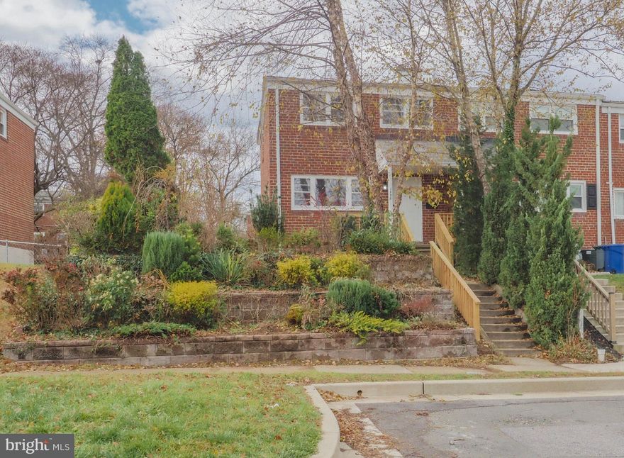 Convenient end unit ready for the new owner. Kitchen is perfect for the cook with all new stainless steel appliances and white cabinets and granite counter tops. Hardwood floors in the dining room and living room, new neutral carpet thru out. Over sized vanity in the updated bathroom. Basement offers extra space with a family room, half bath, and large storage/laundry area. The Basement has 2 entrances making it perfect for a room mate situation. The lot has beautiful seasonal plants in the front and back, fenced  side and back yard, 2 patios. This unit offers privacy and convenience. The roof is approx 12 years old, HVAC approx 2 years old installed by  BGE home. Not much to do here but move in and make it your own.