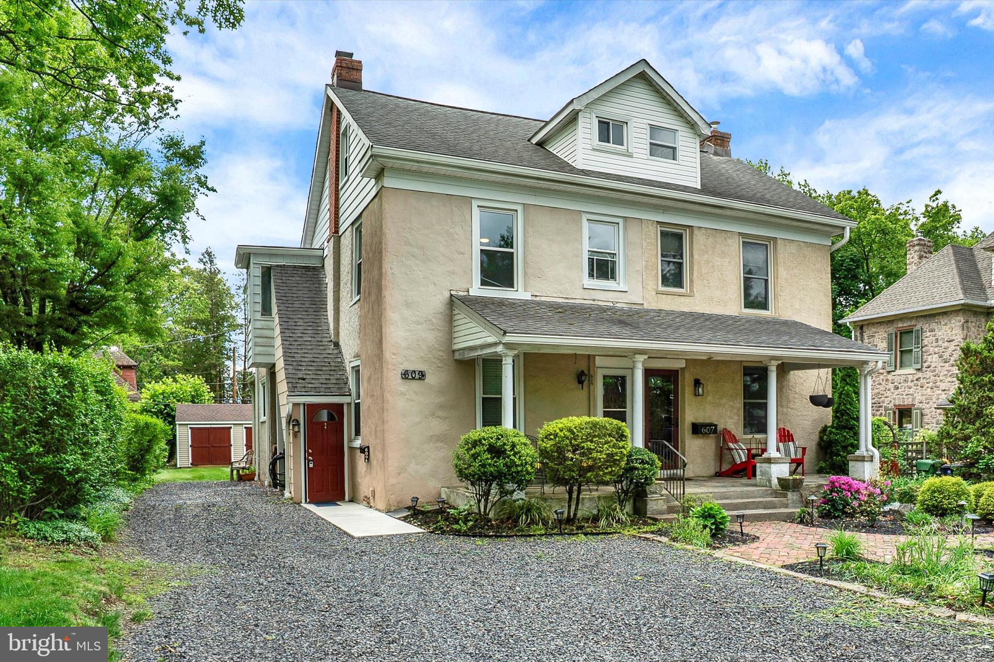 This charming, clean and recently updated apartment offers the perfect opportunity to live in Ambler close to public transportation, downtown Ambler, and local parks. Tucked into a quiet, tree-lined neighborhood, this second-floor unit features over 1,070 square feet of comfortable living space, including a 290-square-foot third-floor loft. /// The main level features a spacious living room, bright bedroom, eat-in kitchen, recently renovated bathroom with tiled shower stall, and convenient in-unit stackable washer and dryer. The third-floor loft is a flexible and inspiring space—ideal as a second bedroom, home office, or creative space. /// Enjoy the ease of off-street driveway parking and a personal storage unit out back for your seasonal gear or extras. Experience downtown Ambler’s vibrant restaurants, coffee shops, and essentials. /// No smoking. Available immediately.