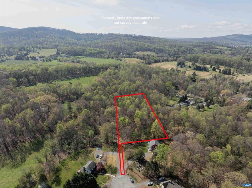 Wonderful gently rolling 3.43 acre lot convenient to Martha Jefferson Hospital, Downtown Charlottesville, UVA, and I-64.  This lot is accessed through the Key West subdivision and is located at the end of a quiet cul-de-sac.  Seller does not believe the lot is subject to the Key West HOA, but potential buyers should do their own due diligence to confirm this.  Recent soil study by Steve Gooch shows the lot perks for a 5 bedroom conventional system.  The adjacent lot consisting of 4.14 acres is also available.  See MLS 675382.