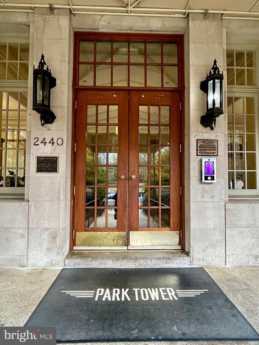 Sunny and stylish one-bedroom condo with an oversize GARAGE space, in the iconic Park Tower—an Art Deco gem in  Adams Morgan. Just steps from Meridian Hill Park and within easy reach of three Metro stations, this unbeatable location blends charm, history, and city convenience. Everything you need within a few blocks. Enjoy a peaceful retreat on the top floor, with south-facing windows that flood the space with natural light, a renovated kitchen, hardwood floors throughout—an uncommon luxury in the city. The condo fee is only $517.00/ month.  Don't miss out!