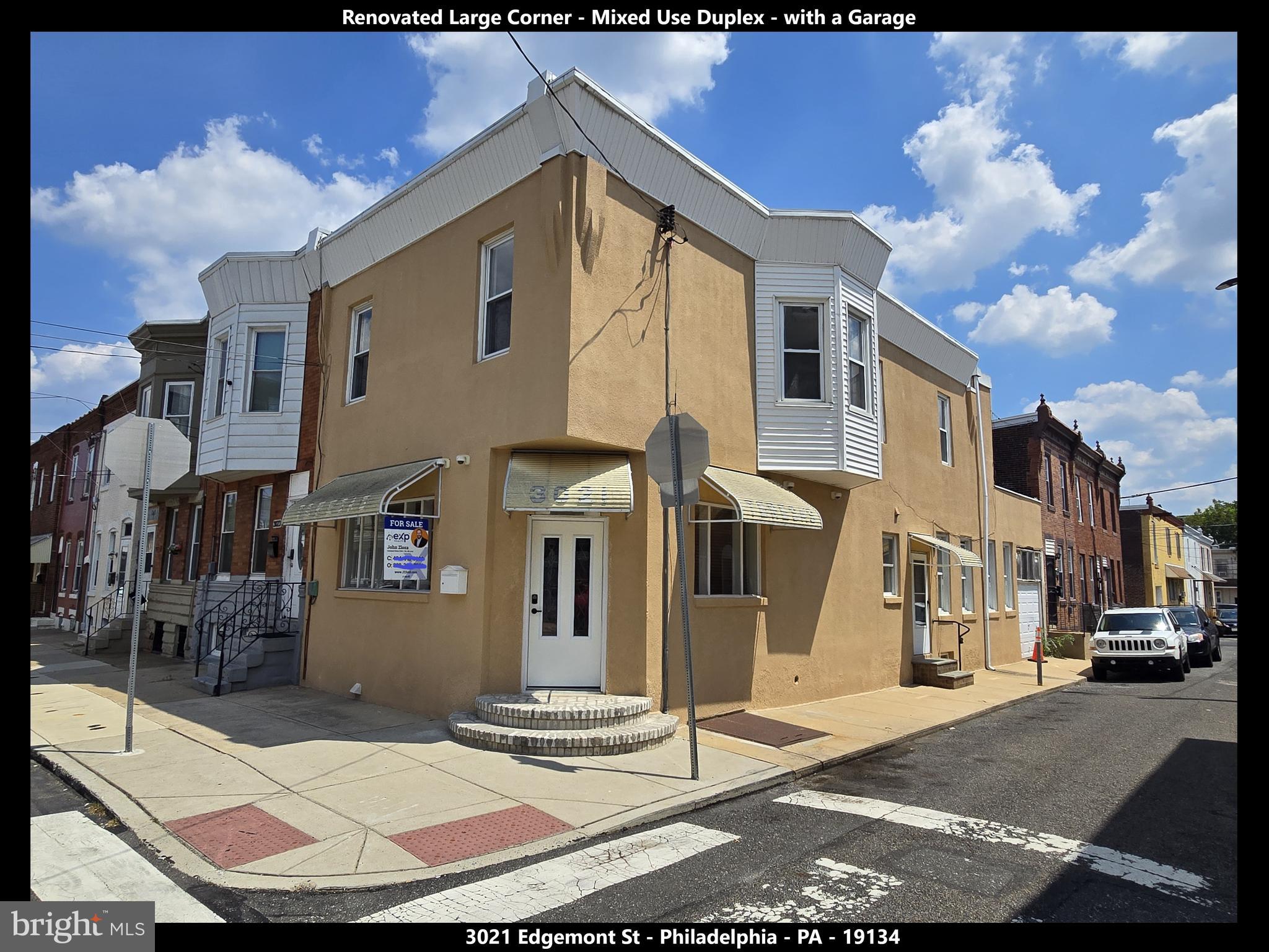 Opportunity Knocks with This Rare Corner Property in Port Richmond!
Welcome to a one-of-a-kind mixed-use duplex in the heart of the Riverwards neighborhood of Port Richmond! This large corner property offers endless potential for both investors and owner-occupants.
The front unit was previously a long-standing hair and nail salon. It’s been refreshed with new flooring and fresh paint, and the finished lower level gives you even more space to work with. This flexible commercial unit can easily be used as a salon, retail shop, office, or whatever fits your vision.
The second unit is a spacious, updated apartment with 3 large bedrooms, 1.5 bathrooms, in-unit laundry, and interior access to an attached garage—a rare find in the city! Updates include beautiful teak hardwood floors, a new kitchen, and fresh paint. Everyone will love the roof deck above the garage.
Located across from a playground and just steps from the popular Gaul & Co. Malt House, this property is in a prime location—close to I-95 and only 12 minutes to Center City.
Whether you're looking to live and work in one space, rent out both units, or open your dream business, this property gives you flexibility and potential.
Don't miss this unique investment opportunity! Recently appraised for $385k.