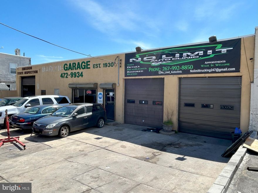 Commercial Net Investment Property, along a very busy retail corridor, in the Overbrook neighborhood of Philadelphia, very close to the Lower Merion Township border.
Entire roof replaced in 2022. Traffic counts of 14,983 VPD along Haverford Ave & 66th St.
3 Units, Fully Leased with tenants responsible for all utilities and property maintenance.
Landlord responsible for Taxes & Insurance. 12 ft clear height ceilings throughout.

Unit 1 - 4,000 SF General Auto Repair & Service w/Loft Storage
Front and rear roll up doors
4 lifts which belong to the building owner. 2 are above ground lifts, 1 below grade and
1 rotary lift with alignment machine, also belonging to the building owner
Front office area and a total of 2 bathrooms in the space
Heated by force hot air, waste oil heater

Unit 2 - 1,000 SF Auto Tires & Rims 
Two bays with roll up doors and 1 below grade lift (building owner’s)
Front office area and bathroom
Heated by force hot air, oil fueled heater

Unit 3 - 4,000 SF Electrical Contractor Warehouse & Office Space
Unit 3 entrance is in the rear of the building on Stiles Street
Flex warehouse & office space, and includes 1 bathroom
1 roll up door (12’x12’)
Heated by force hot air, oil fueled heater