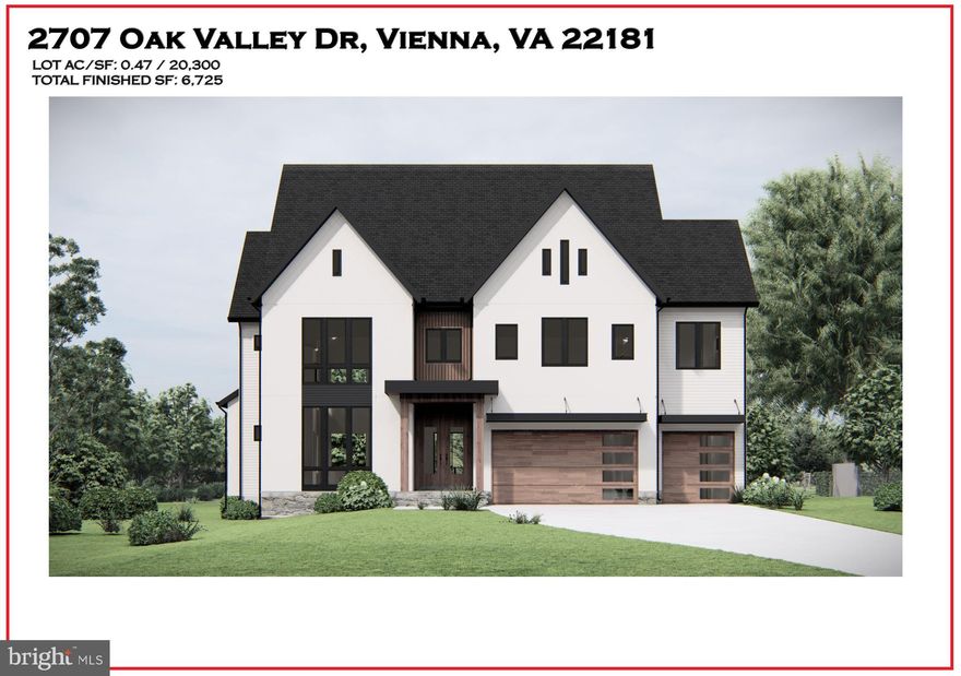 Gorgeous Private half acre lot that will feature a Modern Craftsman with a 2-Car garage with over 4800 sf on the main/upper level with 6700 square feet of finished exquisite craftsmanship! Open and Inviting Main level with a OVERSIZED Family room and SEPARATE Library w/ FULL bath! Upper level will boast 3 generous bright secondary bedrooms all w/ LARGE walk-in closet's & full Bath. HUGE Master Suite w/ Spa Bathroom and His & Hers Walk- in Closets with Built-ins. Lower level Recreation room with Large wet bar & Media room! Separate in-law suite w/bedroom & full bath!