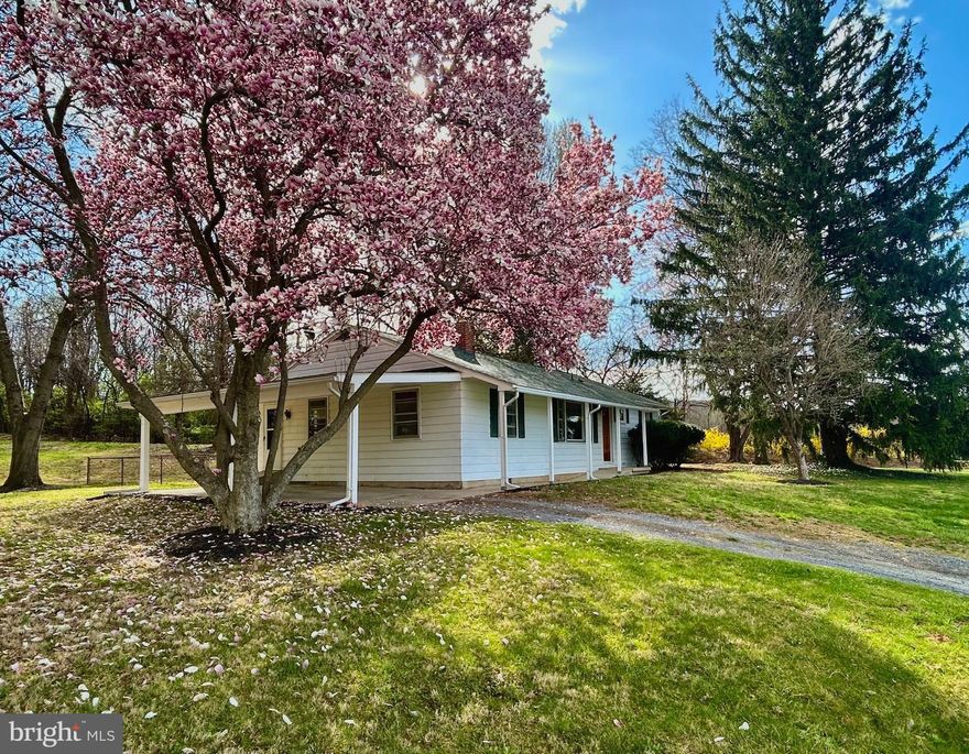 Beautiful 3 bedroom, 2 full bathroom rancher off a long driveway on a generous 1.77 acre lot! This home is set back and welcoming you with easy access. Walk into your large living room with hardwood floors that flow down the hallway into 2 of the 3 bedrooms. One bedroom includes an ensuite bathroom and ramp exit to the backyard. The other full bath is right off the hallway. Just off the living room is the kitchen featuring wood cabinetry showing off the wood grain and the vintage MCM door pulls. All this is centered around a cooktop and integrated wall oven offering a pristine blend of character and functional simplicity including dishwasher and refrigerator. Plenty of space for having guests over with an open and spacious dining room. Off the dining room is the largest bedroom in addition to the exit to the carport. The lower-level, waiting for your finishing touches, feautures a wood stove, washer/dryer, UV system/whole house filter and new main house drainpipe. This home also has the benefit of being on public sewer. There are steps with a Bilko door to the rear patio area from the basement as well. Outside, you have a large grassy backyard with a fenced-in section right off the patio. There is plenty of space for a garden too. Beyond the immediate backyard is the rest of the 1.77 acres, mostly wooded, with winding walking trails. This home is not just a place to live; it's where memories are made. Easy walk to the local Little Red Barn and Watson’s restaurants and Dunkin’ too. Around a 15 minute drive to Routes 70/15/270, Downtown Frederick or Harpers Ferry and about 30+ minutes to Leesburg, VA. More shopping and restaurants in nearby Brunswick & Middletown. Quick drive to the C&O Canal Towpath for walking and biking. This property has it all and is ready to welcome you home!