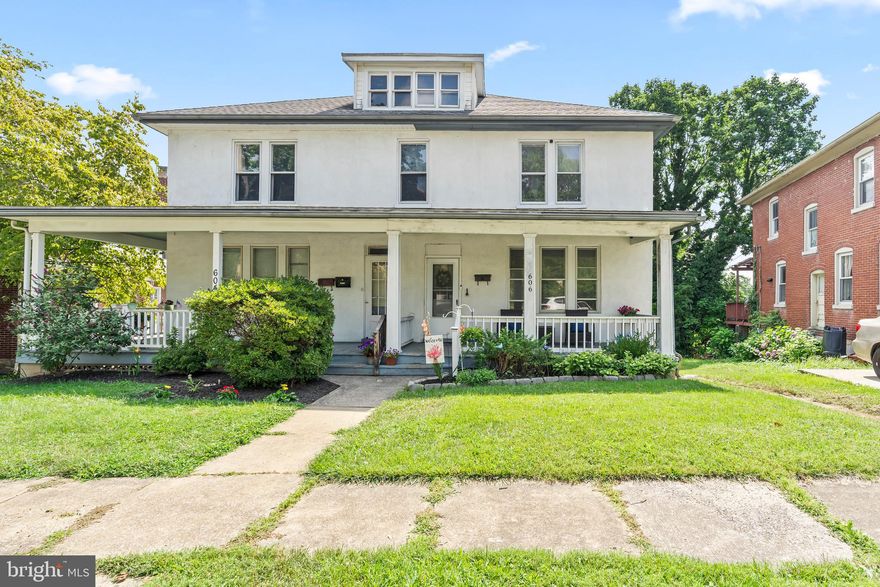 Welcome home to 606 Highland Way, in the City Park area.   What a spacious home at nearly 1800 square feet, and  with all the charms of it's 1924 period!  The home features 3 bedrooms and 1.5 baths, large room sizes, and everything you'll need to make this house your home!  Enter into the main hall and you will find a lovely sitting room or dining area to your right.  This room segues through original POCKET DOORS to the living room with original hard wood floors.  The HUGE kitchen occupies the entire back of the home!  The abundance of cabinets, large island and back deck access are only a few of it's charms.  A half bath is located   off the kitchen.  Downstairs has a partially finished basement and storage with walk out access to the rear- partially fenced- yard.  Upstairs one will find 3 very large bedrooms and a full bath.  As is common for the era, the attic is the full foot print of the home with wood floors and potential for something beautiful!
Front porch and rear deck.