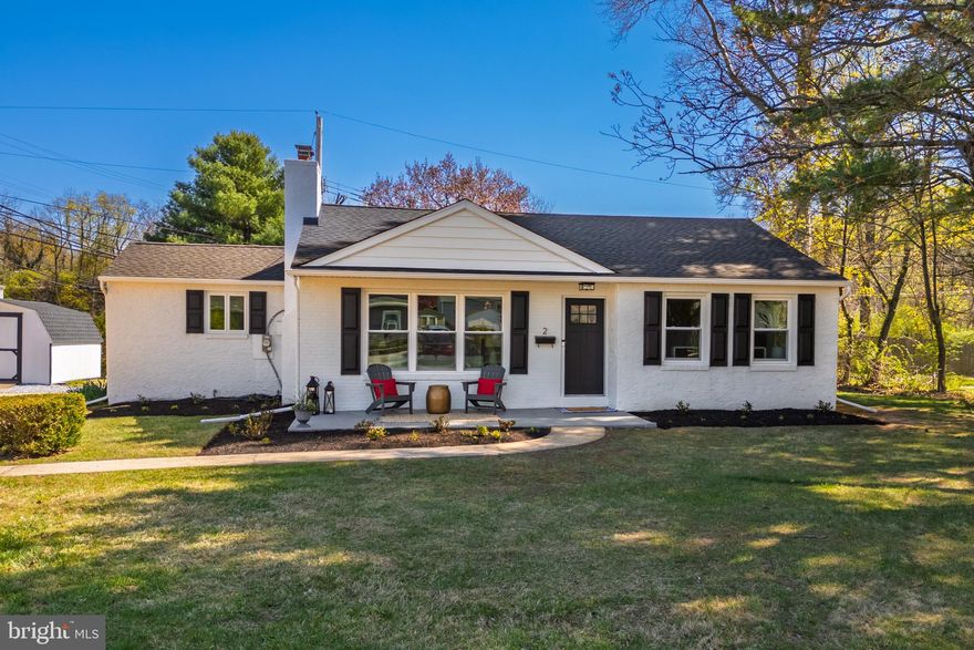 Completely renovated, top to bottom! With chic design features and all new everything, 2 Yorktown Ave is a truly turnkey home. With the ease of 1-floor living that includes 3 bedrooms and a full bathroom on the main floor, you’ll also enjoy the expanded living space of a fully finished basement with a 2nd full bathroom and a laundry room. No detail has been overlooked in this renovation - it’s a bright and airy floorplan with all new flooring, fresh paint inside and out, new light fixtures, interior and exterior doors, windows, roof, electric panel and wiring, HVAC, plumbing and hot water heater… the list goes on. There is a gas fireplace with a mantel and a chic accent wall in the living room, plus the brand-new kitchen is immaculately designed with a farmhouse sink, subway tile backsplash and all new cabinets. Not to be outdone, both bathrooms are also completely refurbished and beautifully designed. This home enjoys both a front and a back yard, back patio, a convenient storage shed, a buffer of beautiful, mature shade trees on one side, and there is a row of newly planted evergreen “green giant” arborvitae on the other side.  Plus, this home has already been pre-inspected. All of this, and a convenient location just outside of West Chester Borough with all of the Boro’s dining and retail options at your fingertips. You’ll be within a half mile of the WC University campus and only a tenth of a mile from the Robert B Gordon Natural Area. Location, style, and home design unite! Request a personal tour today!