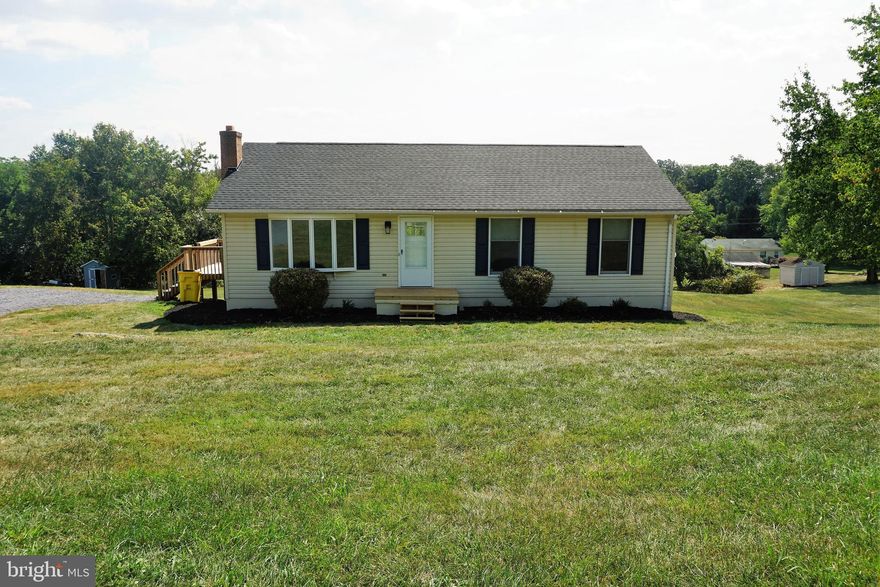 Almost 1 full acre- No Hoa Dues! CHARMING  3 BEDROOM 1 BATH RANCHER, NEW FRONT PORCH AND SIDE DECK, NEW CARPET/ FLOORING, NEW ROOF,NEW HVAC ALSO A WOOD BURNER IN THE BASEMENT, NEW LIGHTING FIXTURES AND FAUCETS, KITCHEN WITH NEW GRANITE TOPS,PENINSULA BAR SEATING, REFRIGERATOR AND SELF CLEANING OVEN, LARGE LIVING ROOM WITH BEAUTIFUL BAY WINDOW,  HAS A FULL UNFINISHED BASEMENT w/ 3 PIECE ROUGH I N PLUMBING, SPACIOUS BACK YARD- Quiet established neighborhood-minutes from 81 and Musselman School District!