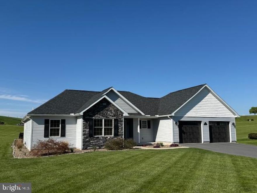 Welcome to 10 Harvest Drive in the stately Rolling Hills Estates subdivision. This 3 bedroom, 2 bath (plus 1 bath in basement) rancher was built in 2020. The popular open floorplan has a kitchen, dining, living and foyer without dividing walls which is great for entertaining or family gatherings. The kitchen features a large island and generous storage space. The living room has a cathedral ceiling, recessed lighting and a propane fireplace. Flooring is mostly easy to clean, engineered hardwood. A dedicated first floor laundry room is conveniently located. The primary bedroom is generously sized and has an en-suite complete with double vanity, walk-in closet and ceramic tile shower. 2 more bedrooms and a hall bath finish out the first floor. The basement has several finished areas including a large rec room, private office/den and a full bath with shower. 
For warm weather entertaining, a french door leads from the living room to a glass enclosed sunroom, suitable for 3 seasons use. From there, doors open onto the patio with timber-frame patio roof, a 16 x 32 salt-water, sport pool with 6' swim out and 8' steps. There is a new pergola for semi-shade and a pool house to hold all supplies and equipment. The patio/pool area is fenced with attractive aluminum fencing. The large 0.84 acre lot allows for a massive play area beyond the pool. An attached 2 car garage has an additional area for workshop, storage or lawn equipment. HVAC equipment includes a heat pump with propane backup, a tankless water heater/boiler, buried propane tank and a dedicated mini-split for basement comfort. There is a lot of interest in this listing so make your showing appointment soon and expect competing offers.