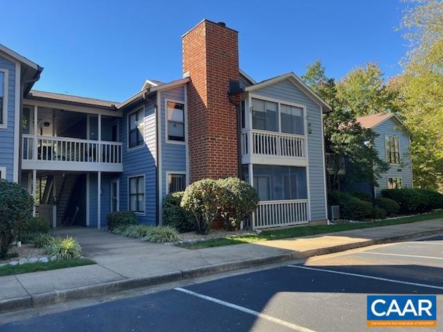 Fantastic Overlook Community! Vey well maintained 2 bedroom suite condo with NO STEPS! Parking directly in front of your condo. Overlook is a very peaceful and private neighborhood literally 5 minutes to Sentara Martha Jefferson hospital, Pantops - Giant superstore shopping, dry cleaners, Starbucks, and several restaurant options. BRAND NEW CARPETING throughout, wonderful screened in porch and a comfortable floor plan. Access to a lovely community pool and well kept grounds for walking and relaxing. Overlook is known for its manicured surroundings and well maintained structures.