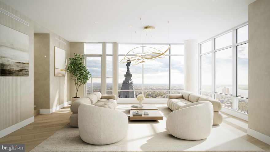 NEARLY COMPLETE WITH LIMITED TIME REMAINING TO CUSTOMIZE! THE PENTHOUSE at The Ritz Carlton Residences, Philadelphia. Penthouse spaces have been offered before, but never finished like this. PENTHOUSE 1A will be the most exceptional residence in the building, and the most coveted penthouse in the city, in an already iconic residential tower well regarded for its incomparable white glove service, best in class amenities, expansive views, and thoughtful floor plans. Occupying the entire eastern floor plate of the 46th floor, PENTHOUSE 1A expands on these offerings by providing south, east, and northern exposure with unobstructed views of the city scape and Delaware River, MULTIPLE PRIVATE OUTDOOR SPACES (unique to the building), including a balcony overlooking Dilworth Park at City Hall and a large sunlit terrace, carefully curated bespoke finishes, elegant and contemporary design - all unique to PENTHOUSE 1A - 13' ceilings, and a newly imagined resplendent common corridor, as executed by esteemed local design and construction firms, Kaminski & Pew, and ASW Hobart, respectively. PENTHOUSE 1A is for the design conscious, sunrise loving, distinction seeking collector. The only layout of it's kind in the building! Taxes and condo fees TBD.