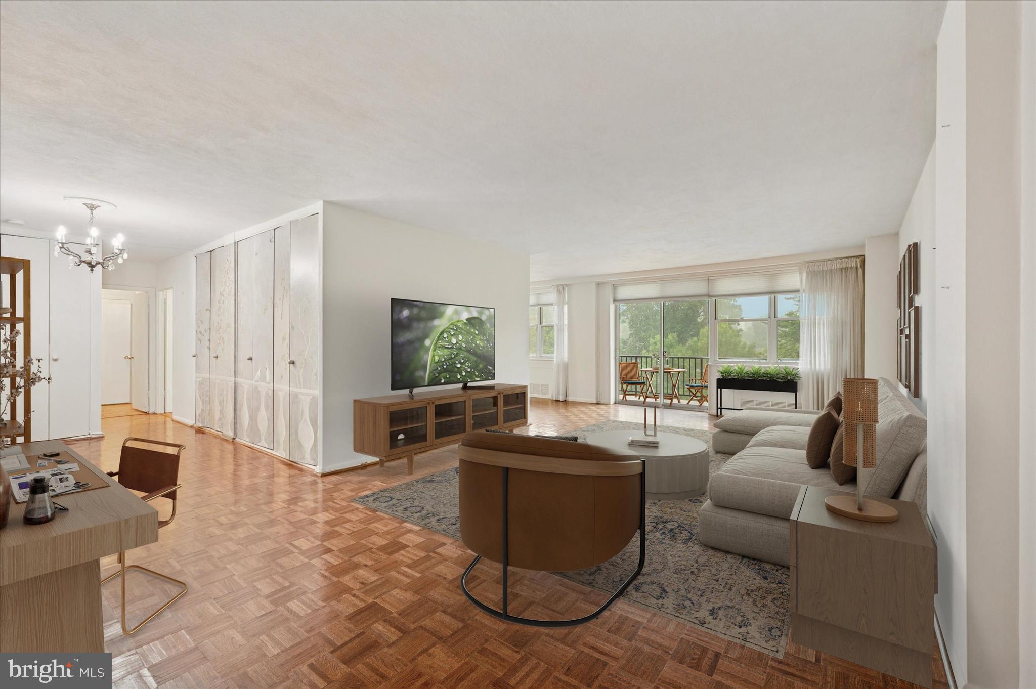 Live on the Main Line for under $190,000K! Very special home in the beautiful Trianon Co-op. Rare 1 bed/1.5 bath home with over 1200 sf of light and bright living space. Large great room opens to dining area. Galley kitchen with laundry. Hall half bath for guests and private owner full bath next to the large bedroom. Closets galore. Parquet wood floors throughout. The Trianon offers a luxurious lifestyle with its top-notch amenities like the front desk concierge, outdoor pool and cabanas, community room, and garage parking. Pet friendly. And that's just the beginning! Cash only purchase.