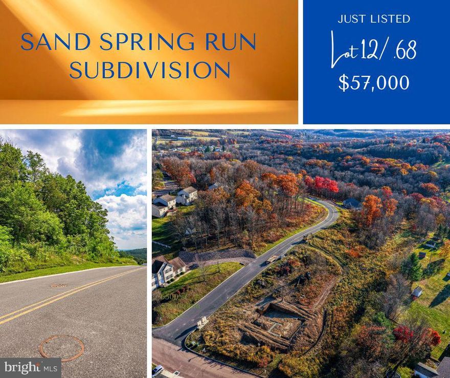 Welcome to Sand Spring Run Subdivision, Frostburg’s premier residential community surrounded by natural beauty and mountain charm. Lot 12 offers 0.68 acres of gently sloping land with breathtaking mountain views, providing the perfect canvas to build your dream home. Enjoy the peace of country living while staying close to everything you need—Frostburg State University, shopping, medical facilities, and easy access to Interstate 68 for convenient commuting. Experience the best of Western Maryland living in a thoughtfully designed neighborhood with protective covenants and restrictions to maintain the integrity and value of your investment. Call today to schedule a tour!