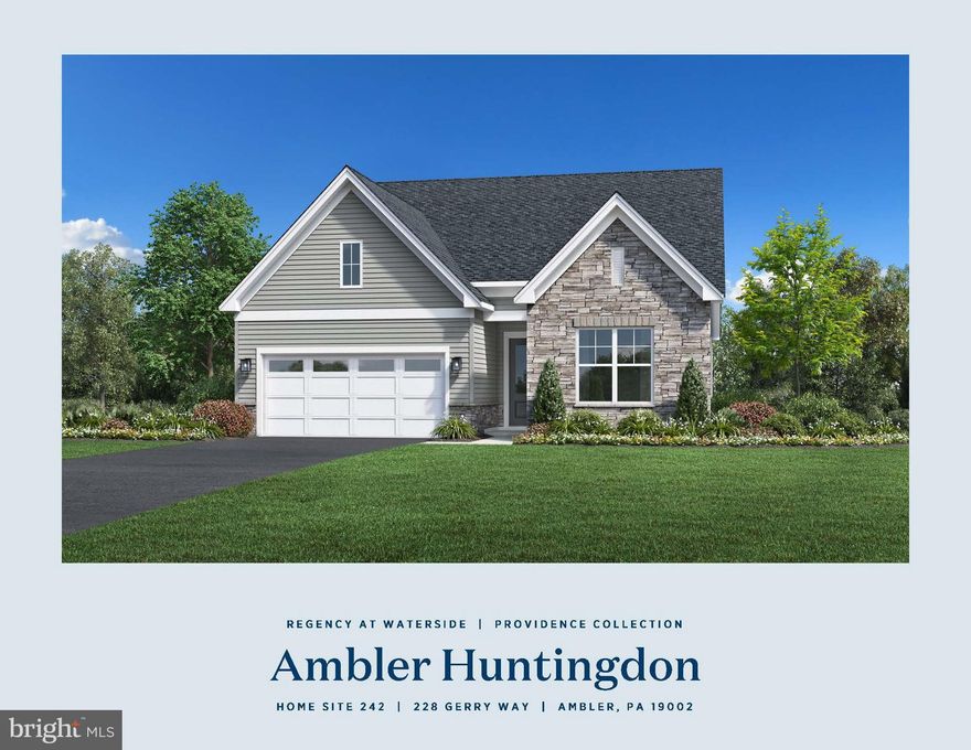Welcome home to Regency at Waterside.  and the popular Ambler design.  This Quick Move-In home is available immediately, and features 2 bedrooms, 2 bathrooms, office. and inground basement. This home also includes covered outdoor deck, alternate primary shower, fireplace, 4' extended garage, additional landscaping and beautiful design studio selections. This spacious open concept layout lends itself to todays desirable way of living today with plenty of entertaining room for your guests.  Amazing gourmet kitchen with large island and stainless steel appliances.  The high light is 10,000 square foot clubhouse featuring an indoor pool, outdoor pool, bocce courts, putting green, dog park and so much more.  Taxes to be determined.