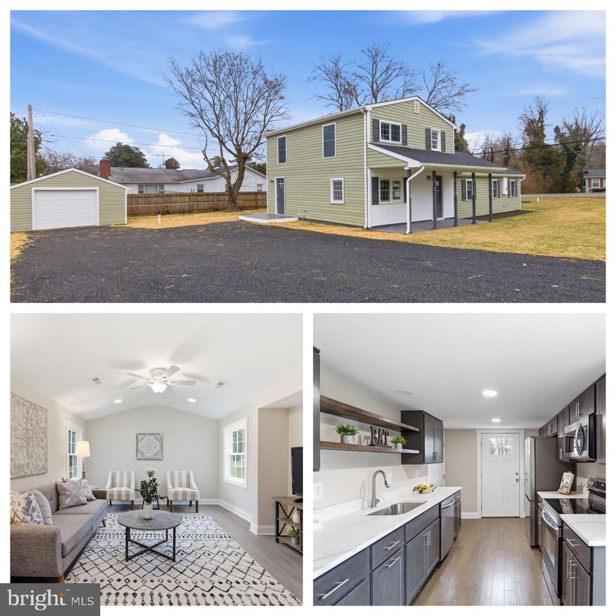 Amazing home at an amazing price! Almost everything is brand new inside and out in this beautifully renovated 3 bedroom, 2 bath home with a detached garage on a spacious corner lot in sought-after Mechanicsville! Located in a USDA-eligible area offering potential 100% financing for qualified buyers! 

Step onto the covered front porch and into a bright entryway featuring a built-in storage bench and hooks- the perfect everyday drop zone. To the left, a formal dining room offers a welcoming space for gatherings. To the right, an office with built-in cabinetry and bookshelves leads to a spacious flex room ideal for a living room, playroom, or hobby space.

The galley kitchen shines with soft-close cabinets and drawers, quartzite countertops, and brand-new stainless steel appliances. An eat-in area provides casual dining, while a sliding glass door opens to a brick patio and large backyard that's perfect for entertaining or relaxing outdoors!

The family room features vaulted ceilings and a ceiling fan, creating an open, airy feel. The main-level bedroom includes a walk-in closet with built-in shelving and sits across from a full bath with a tiled walk-in shower and large vanity.

Upstairs are two additional bedrooms, including the spacious primary suite with a walk-in closet and a full bath with a tiled tub/shower combination. All bedrooms are generously sized and include walk-in closets- a rare and valuable find!

LVP flooring runs throughout, complemented by recessed lighting and extensive updates. Major improvements include the roof, siding, HVAC system, doors, appliances, and most windows, offering peace of mind  for years to come. 

Located just minutes from waterfront dining and a public beach, and convenient to Naval Air Station Patuxent River, this amazing home is truly ready to just move in and enjoy!