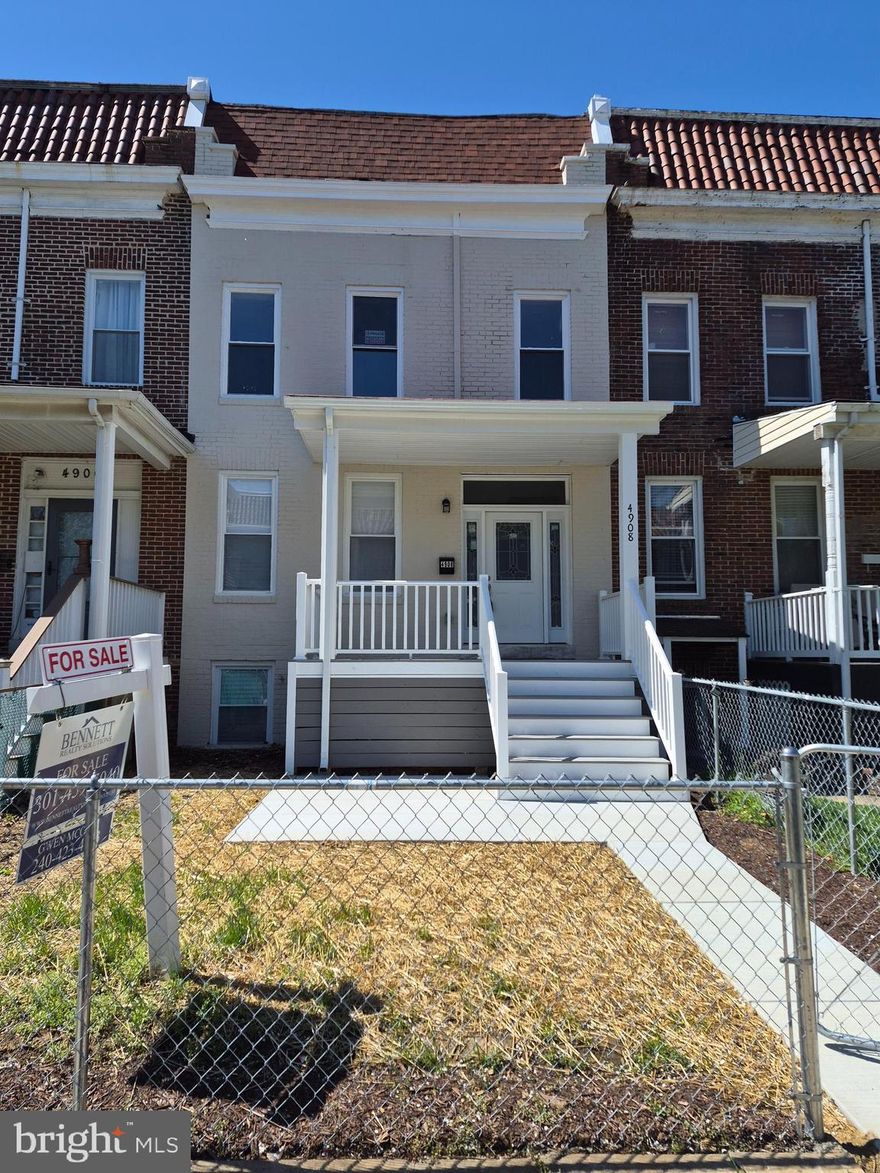 Back on the market with recent exterior improvements, now completed after winter months when the work could not previously be done, including a freshly painted front exterior and a brand new front concrete walkway and paved area, enhancing curb appeal and creating a welcoming first impression.

✔This beautifully renovated property presents an exceptional opportunity for both savvy investors and owner-occupants. Investors will appreciate the turnkey condition, strong rental potential, and flexible layout ideal for maximizing income, while homebuyers will love the space, modern finishes, and thoughtful design perfect for comfortable everyday living.

✔The fully gutted and thoughtfully redesigned inside-group rowhome in Baltimore’s Langston Hughes neighborhood features 5 bedrooms and 4 full baths, including a main-level bedroom and full bath—ideal for guests, multigenerational living, or added convenience.  ✔The finished basement adds even more versatility with a legal egress bedroom, stylish tiled full bath, and dedicated laundry room, making it well-suited for extended living or rental possibilities.

✔Everything is brand new—HVAC, electric, plumbing, gas and water lines, roof, windows, and doors—offering peace of mind and minimal maintenance for years to come. ✔The updated kitchen showcases granite countertops, modern cabinetry, energy-efficient appliances, LED lighting, and water-saving fixtures, while durable waterproof LVL flooring flows throughout the home.

✔Enjoy the newly built front porch and rear deck, perfect for relaxing or entertaining. The private 6-foot fenced yard with an 8-foot gate and concrete parking pad adds both functionality and convenience.

✔This property automatically qualifies for up to $10,000 through the Vacants to Value grant, along with $5,000 through Live Near Your Work and additional incentives through the Buying Into Baltimore program—enhancing affordability for owner-occupants while also increasing overall investment value.

✔Turnkey. Versatile. Income potential + comfortable living—all in one.

Some photos are virtually staged.