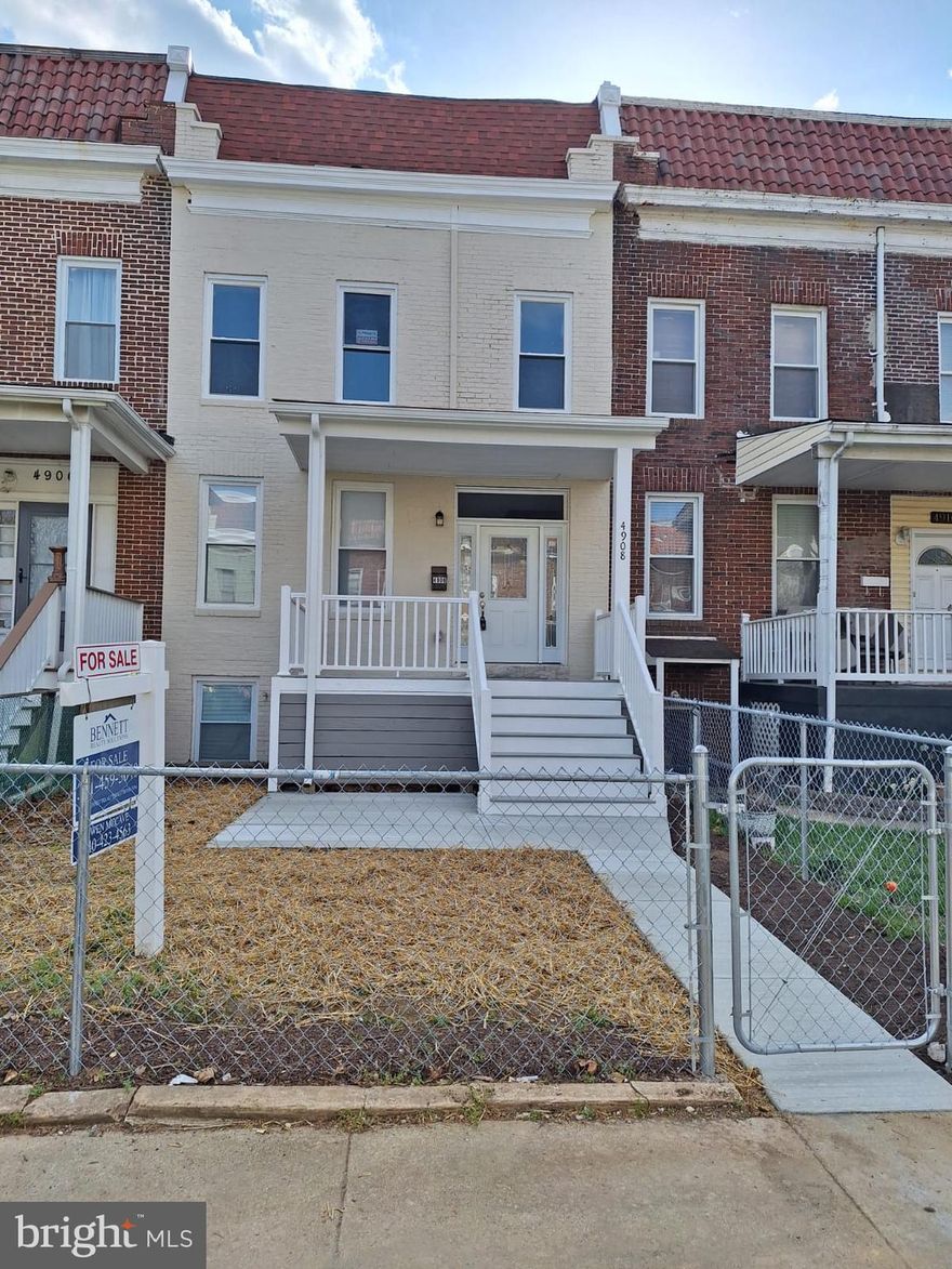 Back on the market with recent exterior improvements, now completed after winter months when the work could not previously be done, including a freshly painted front exterior and a brand new front concrete walkway and paved area, enhancing curb appeal and creating a welcoming first impression.

✔This beautifully renovated property presents an exceptional opportunity for both savvy investors and owner-occupants. Investors will appreciate the turnkey condition, strong rental potential, and flexible layout ideal for maximizing income, while homebuyers will love the space, modern finishes, and thoughtful design perfect for comfortable everyday living.

✔The fully gutted and thoughtfully redesigned inside-group rowhome in Baltimore’s Langston Hughes neighborhood features 5 bedrooms and 4 full baths, including a main-level bedroom and full bath—ideal for guests, multigenerational living, or added convenience.  ✔The finished basement adds even more versatility with a legal egress bedroom, stylish tiled full bath, and dedicated laundry room, making it well-suited for extended living or rental possibilities.

✔Everything is brand new—HVAC, electric, plumbing, gas and water lines, roof, windows, and doors—offering peace of mind and minimal maintenance for years to come. ✔The updated kitchen showcases granite countertops, modern cabinetry, energy-efficient appliances, LED lighting, and water-saving fixtures, while durable waterproof LVL flooring flows throughout the home.

✔Enjoy the newly built front porch and rear deck, perfect for relaxing or entertaining. The private 6-foot fenced yard with an 8-foot gate and concrete parking pad adds both functionality and convenience.

✔This property automatically qualifies for up to $10,000 through the Vacants to Value grant, along with $5,000 through Live Near Your Work and additional incentives through the Buying Into Baltimore program—enhancing affordability for owner-occupants while also increasing overall investment value.

✔Turnkey. Versatile. Income potential + comfortable living—all in one.

Some photos are virtually staged.