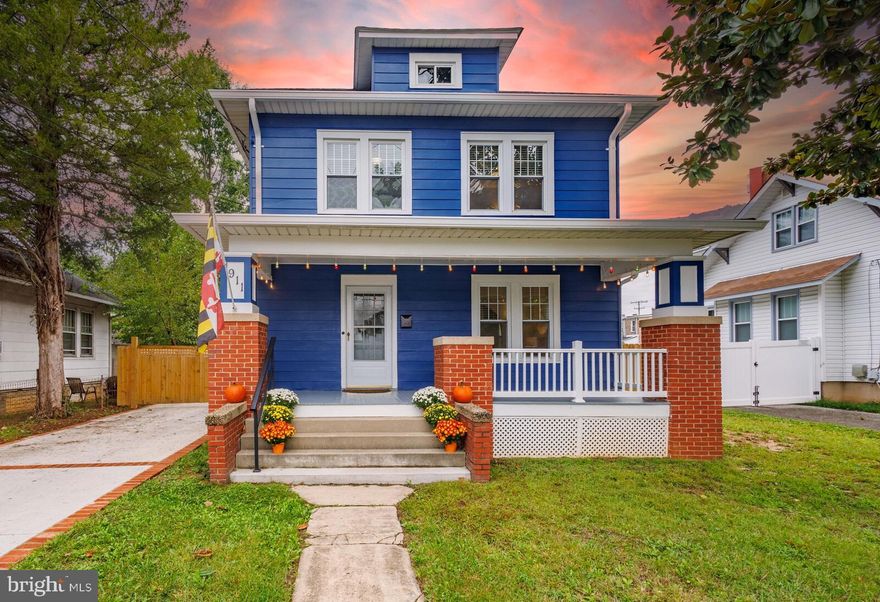 **A Rare Find ** Updated/Upgraded Historic 1933 Sears Roebuck Foresquare 3BR Full of character property ,  found in Old Town Laurel, waiting for the  buyer who desires a charming, light filled, retro place to call Home! Totally renovated top to bottom in 2019, this home has it all, & is move -in ready. Renovations include a new roof, windows, granite & stainless steel galley kitchen, & updated bathrooms.

Since the renovation in 2019, the present owner has improved the property with a historic brick - lined concrete driveway & parking pad, a  spacious paver patio , a  6 ft. tall fully-enclosed privacy fence, with locked gate, a rear  portico , a new energy efficient hot water heater, a built -in breakfast booth adjacent to the kitchen & new oversized seamless gutters.

This home features original hardwood & tile flooring.  The main floor has 9 ft. ceilings & the unfinished lower level is ready for whatever the new owner desires. Logistically, this home is walking distance to Main Street , Laurel, the Laurel Riverwalk Park, multiple grocery stores, the Laurel Library, ample shopping & the MARC train too! Additionally,  I-95, Routes 200 & Rt. 1 & Rt. 32 are minutes away offering a quick access to any of the surrounding areas. This property is a must - see & available for those Holiday gatherings in this charming historic home.

Please note: Mud Room Stunning Wood Hall Tree is not included & 2nd. Bedroom Desk is also not included. Both can be purchased. Thank You!