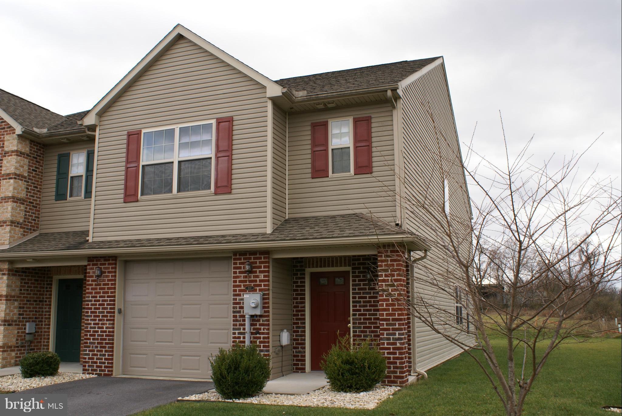 Beautiful 3 bedroom, 2.5 bath Town home with one car garage. Granite counter tops and ecramic tile floors in kitchen and Bathrooms; 2nd floor laundry hook up. Rent includes lawn care and snow removal on public sidewalk in front.