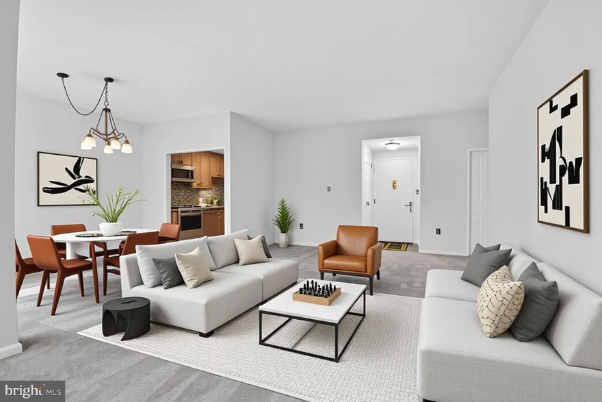 Stunning renovations in one of the largest 1 bedroom condo/homes overlooking the 20 acre Grosvenor Park Community. Almost 1,000 square feet of living space with an office area in the living room, brand new carpet over hardwood parquet floors, new kitchen with granite tops and stainless steel appliances, beautiful bathroom renovations, walk-in closets in the front entrance and bedroom.  All utilities are included along with the cable and internet in the monthly condo fee. GARAGE SPACE CONVEYS!!!
The Grosvenor Park III building features a 4 star market, valet in the ground floor, pool, tennis courts, game room and rooftop lounge. Grosvenor Park III is a non-smoking building. Just steps to METRO, across the street from Strathmore Arts Center, 1.4 miles to NIH and Bethesda Naval Medical hospital and just a couple stops to DC and Downtown Bethesda. .