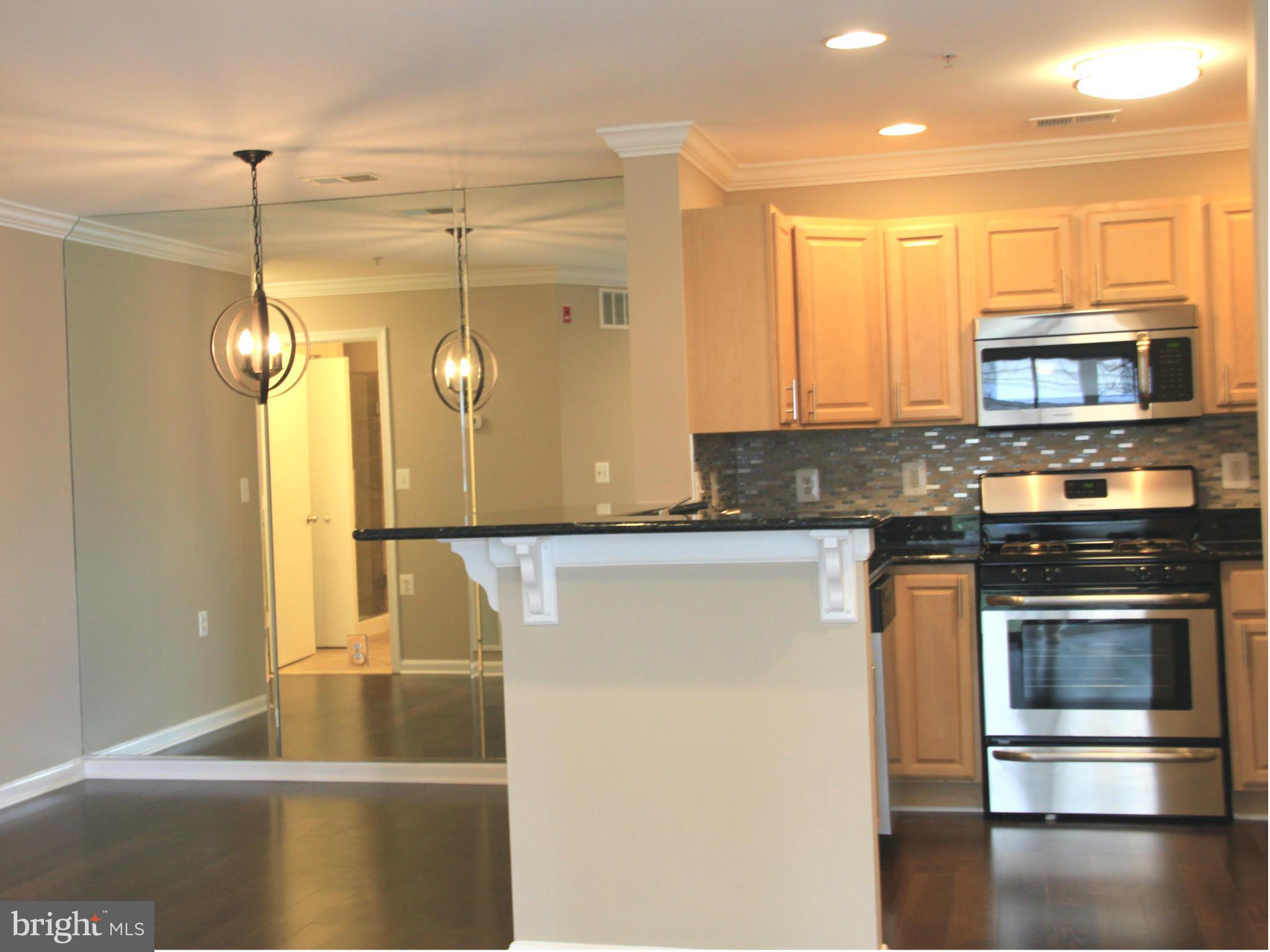 Charming 2BR/2BATH unit features stunning renovated kitchen with glass backspalsh, granite countertops opens to spacious living room. Great updated full bathrooms. New hardwood floors, recessed lighting, freshly paint. Washer and dryer in unit. Patio off living room offers outdoor space for your enjoyment. Steps away to shopping complex, restaurants, easy commute!