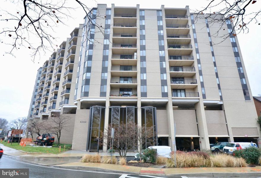 Amazing Top Flor Apartment Location! The Riviera Bethesda /Chevy Chase Condominium is on Walking distance to Downtown Bethesda Shops, Restaurants and Less than .3 Mi from Bethesda Metro. This wonderful condo unit has an open floor plan with sunlit living, dining area and Large kitchen, Hardwood floors and Large Balcony with amazing City view! Enjoy Cooking and Entertaining in the Renovated Kitchen with Beautiful Quartz Counter Tops, and Stainless Steel Appliances. Master Bedroom has Several Large European Style Closets, Built ins and Office/desk and window view of tree tops and Skyscrapers. Renovated bathroom with Quartz Counter and Design Tiles and Two Sinks. Washer/Drier Room is on same floor only steps away. Assigned Garage Space #116, Very conveniently located and is also Included in the rent. The Riviera Condo Amenities include: Welcoming Lobby with 24/7 Concierge Desk, Gym, Renovated Elegant and Bright Hallway and Common areas, Large Renovated Community/Party Room, and Rooftop Pool! Bus stop right outside of the building. NIH/Walter Reed is Less than 3 miles away, or 5-10 minutes away by driving. Full access to the building's Fitness Center with Sauna, Party Room and Huge Roof Top Pool. All Utilities are Included! Owner Related to Agent