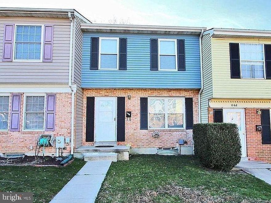 Welcome to 666 Yorkshire Dr, a well-maintained 3-bedroom townhome in Edgewood, MD offering space, updates, and a convenient location close to everything. This home is ideally located near Aberdeen Proving Ground, I-95, shopping, dining, and other local amenities, making commuting and daily errands easy.

The home features three bedrooms located on the upper level along with 2.5 bathrooms, including a full bathroom upstairs, a powder room on the main level, and an additional powder room in the basement.

Recent updates include brand new waterproof vinyl flooring and custom tile throughout, fresh paint, new blinds, and updated vent covers, giving the home a clean and modern feel. The updated bathroom includes a marble tile surround and modern vanity, adding a stylish touch.

The finished walk-out basement provides additional living space and direct access to the backyard. A large freshly stained deck offers the perfect outdoor area for relaxing, dining, or entertaining guests.

Additional features include central air and heat, washer and dryer, dishwasher, and plenty of living space across multiple levels.
This home offers comfort, convenience, and modern updates in a great Edgewood location.