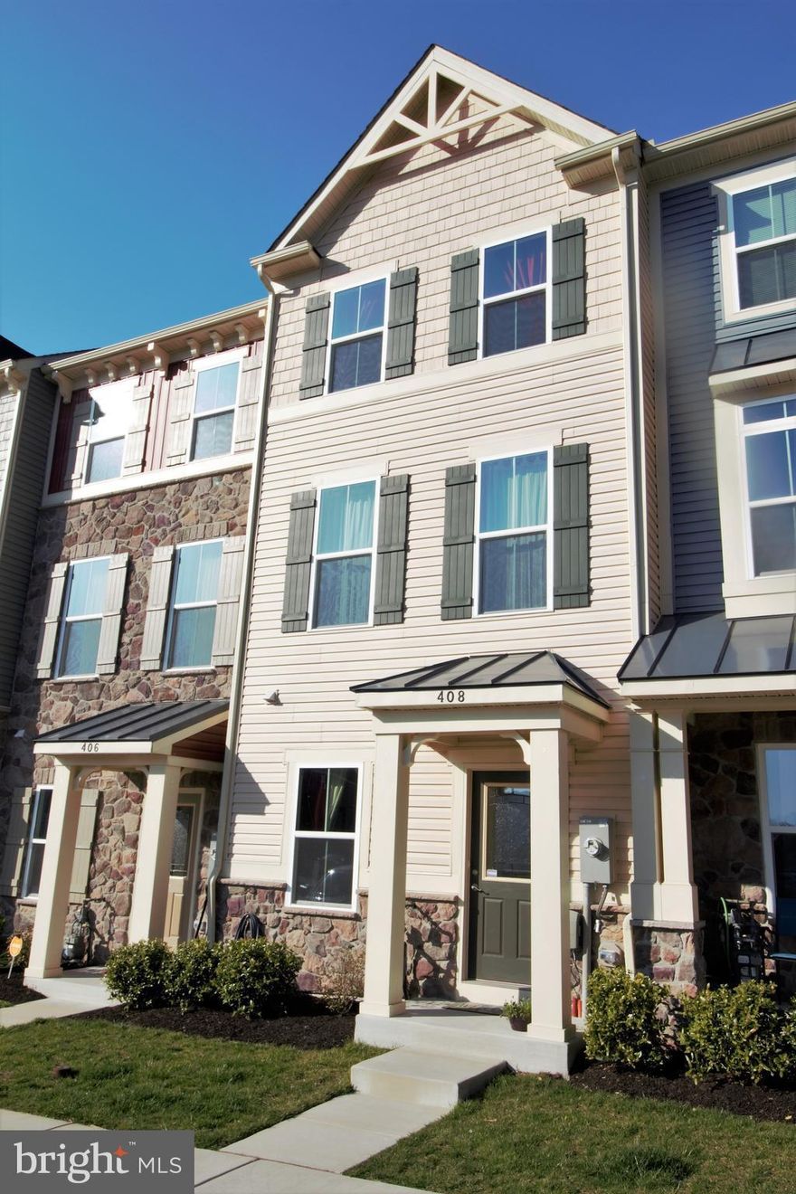 Beautifully maintained 3 yr. old town home for comparable new build price without the wait. MODEL HOME UPGRADES FOR BASELINE PRICE WHEN COMPARED WITH NEW BUILD. Maximum size deck allowed by county, upgraded granite counter tops, prime location for commute to Baltimore/D.C. Home backs to woods, not other units, 9' ceilings, wood floors main level, smart home ready lights kitchen, living + basement.