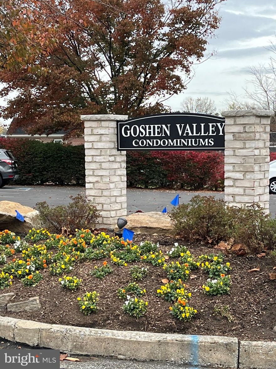LOCATION, LOCATION, LOCATION.  First-floor, 2-Bedroom 1-Bathroom end unit in Goshen Valley, East Goshen Township.  Galley Kitchen and Breakfast Area with ceramic tile flooring. The Living Room and Hallway have hardwood floors, and the two Bedrooms are carpeted.  The Living Room slider opens to a Patio and back yard area.  Convenient, stacked washer/dryer in the Bathroom.  One designated parking space, outdoor swimming pool, playground and tennis courts and are just some of the perks of living in this friendly community. Enjoy maintenance-free living with the condo association covering exterior building maintenance, water, trash, lawn care, and snow removal.  The neighborhood is perfect for leisurely walks, and you'll find yourself just a short drive to downtown West Chester’s array of Dining, Shopping and Activities.  Close proximity to Giant Supermarket, Starbucks, Wawa and more.  Schedule your tour today!
Renters' Insurance required.  Additional Pet Deposit required for pets.