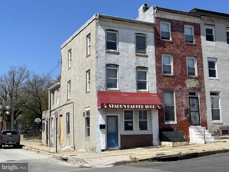 Seller financing is available, including money for the reno. Home of Starr’s Barber Shop, where Carmelo Anthony got his haircut back in the day…neighbors say there used to be lines of luxury SUVs parked around the block. Bring this local landmark back to its former glory. When you visit, ask anyone in the neighborhood about this building…they’ll tell you. Great location across from a retail center near Johns Hopkins Hospital. The property is zoned residential but used as a commercial for many years. Buyer to do its own due diligence and check with the city as to current allowable uses. 

New roof 2023. Needs full renovation -- design it how YOU want it. In addition to the main barber shop on the 1st floor, there are 4 bedrooms (or salon suites) upstairs. Plus a 5th “pass-through” bedroom.

Presently set up as a barbershop + apartment. Two electric meters. Power is on. Acquired through tax sale foreclosure case #24C22001586.

Seller financing terms are 12% plus a 2% origination fee. $10k down.