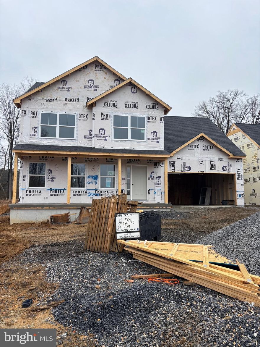 New build colonial in Greene Acres. Completion in May 2026.
Still time to pick your granite, flooring and paint colors. Wooded setting and a cul-de-sac lot.