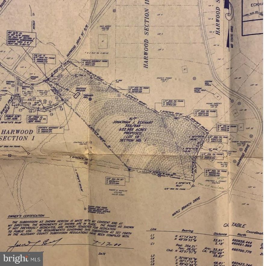 22.98 acres just outside the City limits of Frostburg. This lot is located near the entrance of Harwood subdivision. Interesting topography lends to a house location that is on a flat area and just out out of view from the road.  A beautifully wooded lot with mature hardwoods, pines and loads of character.