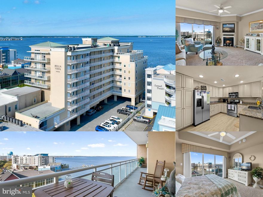 Welcome to the spectacular Bella Vista—a beautifully decorated and designed 3BR, 3.5BA bayfront condo offering over 1,800 sq ft of luxurious coastal living. Just bring your personal items and start enjoying panoramic views of both the ocean and bay. This stunning residence features an open floor plan with a wet bar, granite countertops, stainless steel appliances, and LVP flooring throughout. The spa-like primary suite includes a walk-in closet, a large bathroom with a soaking tub, and an oversized shower. Enjoy resort-style amenities including an indoor pool and a bayfront outdoor pool. Perfectly located in midtown Ocean City, you’ll be close to the beach, dining, and entertainment. The property has only ever been rented to personal friends, ensuring it has been exceptionally maintained. Fully furnished, in pristine condition, and with newer HVAC & water heater—this condo offers waterfront living at its finest.