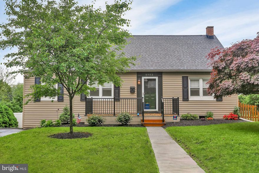 Don't miss this well updated and lovingly maintained cape cod.  Home features 2 bedrooms on main level with 2 bedrooms upstairs.  Home boasts renovated kitchen with granite counters and Stainless Steel appliances, renovated bath, newer roof and siding, Central Air and economical heat pump water heater, new front porch with black metal railings, and deck that overlooks the large, fenced-in yard.  All this plus a finished lower level with new carpeting.  Seller to provide one year 1st American Home Warranty. Truly nothing to do but move in!