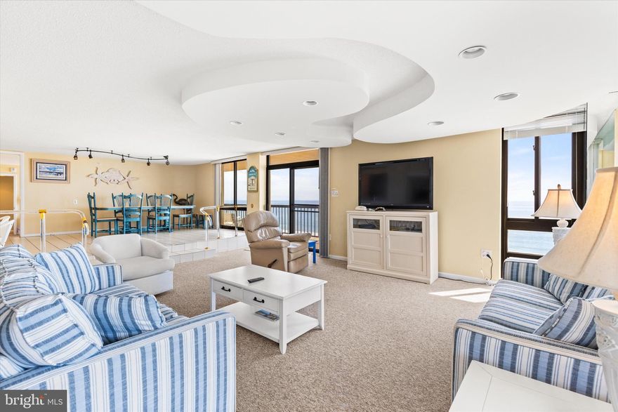 Welcome to Penthouse Unit 914, a stunning five-bedroom, three-bathroom direct oceanfront condo located in the coveted Braemar Towers. Situated on the 9th floor, this penthouse unit boasts panoramic views of the Atlantic Ocean with balconies facing north, south, and east—perfect for soaking in sunrise vistas, beachside breezes, and city lights at night.
The living area is surrounded by floor-to-ceiling glass sliders that invite in natural light and open directly to the oceanfront balcony. The modern kitchen features granite countertops and a breakfast bar, making it ideal for entertaining or enjoying family meals with a view. The primary suite includes a private bath and balcony access, while the remaining four bedrooms provide plenty of room for guests or family.
Braemar Towers offers a resort-style experience with a wide array of amenities, including:
A large outdoor oceanfront pool with a spacious sundeck, Fitness center, Sauna, Game room, Tennis courts, On-site security and building management, Assigned parking and guest spaces, Private beach access, Bike storage and outdoor showers
The buildings are beautifully maintained and designed for both full-time living and luxurious vacation getaways.
Located in North Ocean City, Moore Towers offers access to a range of attractions and conveniences within walking or biking distance:
Northside Park: Just a few blocks away, this 58-acre park features walking trails, playgrounds, sports courts, and a bayfront fishing pier.
Gold Coast Mall & Restaurants: Shop, dine, or grab groceries with ease at nearby retail spots and eateries like The Original Greene Turtle, Fast Eddie's and Blue Fish Sushi. 
 Several themed mini-golf courses, ice cream shops, and arcades are located along Coastal Highway.
Just a short drive south from Braemar Towers lies the legendary Ocean City Boardwalk, one of America’s most famous seaside promenades. Stretching over three miles from the inlet to 27th Street, the Boardwalk is lined with classic attractions, including:
Thrill rides and games at Trimper’s Rides and Jolly Roger at the Pier
Oceanfront dining at iconic spots like Thrasher’s French Fries and Dough Roller
Shopping, from beachwear to souvenirs and saltwater taffy
Live music, street performers, and seasonal events that bring energy and excitement every night in the summer. Whether you’re enjoying a bike ride in the early morning or catching fireworks and concerts at night, the Ocean City Boardwalk is a nostalgic, high-energy destination that captures the essence of Maryland’s beach culture.