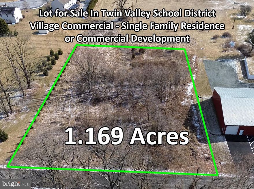 Welcome to 33 Old Gilbaltar Rd. Birdsboro. Pennsylvania. 1.169 Acres For Sale!  This is in Twin Valley School District in a Great Location!  Just off Rt 422 and RT 10 but Not on the Main Roads.   We Have A Survey, Engineering, and Lot Description Completed!  A Retention Basin Has Been Built Behind the Lot.  You Are Not Responsbile for It.  This is in Village Commercial Zoning.  The Lot Can Be Subdivided Further in 2 Homes.  Public Sewage and Well Water Are Available.  Gas is Also Available. This is Flat and Out of The 100 year Flood Plain.  Check with Me For Other Uses.