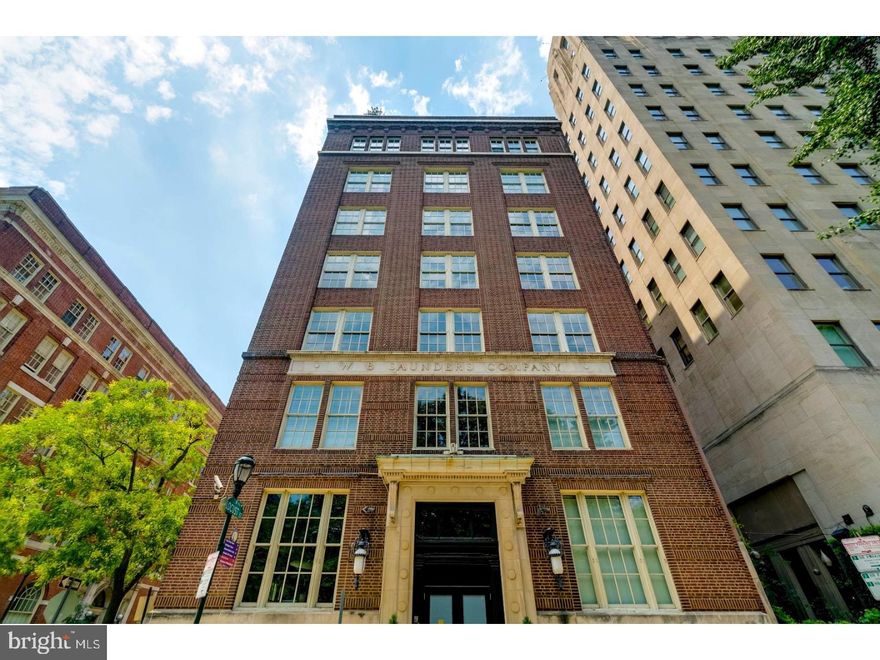 Stunning condominium in prestigious Washington Square. To describe it as sophisticated and elegant only scratches the surface? it is a true work of art.  A private, keyed elevator opens to a gracious formal foyer with tile floor. The first view of the home is breathtaking ? an open floor plan with high ceilings, sleek details, and magnificent windows. Gorgeous walnut flooring is the perfect pairing, bringing warmth and depth to the home. Every detail was considered ? the lighting has been thoughtfully selected and composed to provide ideal ambiance and interest, and the sides of the recessed windows are mirrored to give added depth and light. The gourmet kitchen with a wall of windows features Italia Arclinea cabinetry, black absolute granite, 2 Miele ovens, and Gaggenau gas cooktop. The dining room showcases handsome floor to ceiling cabinetry that defines the space and provides added storage. The living room features a contemporary gas fireplace with slate surround and a wall of artistic wood shelving. Don't miss the lovely powder room with unique corner door and floor up-lighting. The posh owner's suite enjoys a beautiful view of Washington Square Park and has an extensive walk-in closet. The sumptuous natural stone bath has a stand-alone tub, a huge zero entry shower and double vanity with up-lighting. Guests will appreciate the spacious 2nd bedroom with stunning en-suite bath. The beautiful corner den/office doubles as a 3rd bedroom and boasts an en-suite bath with steam shower. Other features of this magnificent home include a large laundry/utility room, lovely outside terrace, deeded secure parking, and 2 deeded storage units. One of the most spectacular condominiums in all of Philadelphia! Click on the video icon to experience a 3D walk-thru of this amazing home!