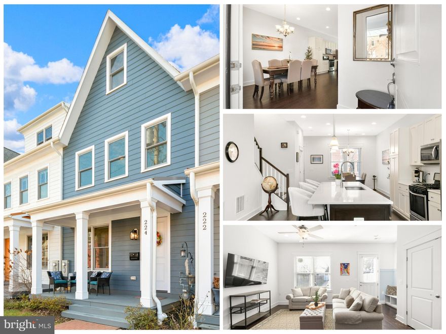 Welcome to Moore’s Row, where historic charm meets effortless modern living.
Built in 2021 by Wormald and located in the Downtown Frederick Historic District, this beautifully maintained home offers the rare opportunity to enjoy newer construction in one of the city’s most walkable neighborhoods. The inviting front porch is perfect for slow mornings with coffee, while the timeless metal standing seam roof adds architectural character and durability.
Inside, wide plank oak hardwood floors in a rich coffee bean finish anchor the main level. With over 2,200 square feet, the open floor plan was designed for both everyday comfort and easy entertaining. The kitchen features quartz countertops, a large center island, gas cooking, custom blinds, and seamless flow into the dining area and cozy family room. The result is a bright and connected living space that feels both spacious and welcoming.
The second level offers three bedrooms, including a generous primary suite with en suite bath. Laundry is conveniently located on the bedroom level. The top floor loft is a true highlight, offering incredible flexibility as a home office, media room, fitness space, or potential fourth bedroom.
Outdoor living feels private and peaceful with a fenced backyard, hardscaped paver patio, sizeable manicured lawn (think space for a summer garden), and professional landscaping that creates a sense of retreat while still being steps from the energy of downtown. A detached two car garage accessed from the alley adds convenience that is rarely found in city living, along with two additional dedicated parking spaces.
The lifestyle here is just as compelling as the home itself. Walk to Gravel and Grind for your morning coffee. Explore brick paved sidewalks, neighborhood retail, award winning restaurants, and boutique shopping just minutes from your door. Moore’s Row was envisioned as a quintessential urban environment blending classic Federal style architecture with modern comfort, all within easy reach of Frederick’s vibrant downtown.
This is effortless Downtown Frederick living with space to grow, entertain, and make it your own.