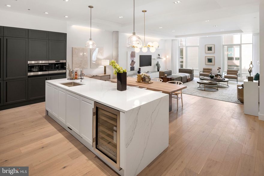 2110 Walnut, a design collaboration by Cecil Baker + Partners and Urban Space Development Inc, is one of the city’s finest boutique-sized, condominium buildings. A clean-lined, modern interpretation of classic Philadelphia brownstones, it blends harmoniously with the existing streetscape for a total of 10 stories mixing historic and new. Developed by Astoban Investments, one of the city’s premier developers renowned for creating some of the city’s most innovative, bespoke buildings, each of this building’s residences is expansive and light-filled with private outdoor space and residents-only garage parking. As befits an architect-designed, Astoban project, best-in-class materials, finishes and fixtures have been carefully selected for this sophisticated offering on the western edge of Rittenhouse Square. Pure white interiors, white oak engineered flooring, 10-foot ceilings, tall windows and a wealth of recessed lighting create an extraordinary palette for art and furnishings. Residence 201 is 3,197 square feet of refined, all-new living space with an elevator that takes you directly to your front door, a 382-square-foot terrace and an attached garage parking space. There are 3 bedrooms, 3.5 baths, a grand-scale living/dining area with tray ceiling and cove lighting and a kitchen outfitted with Scavolini cabinetry, a 10-foot island, Compac Quartz countertops and a superb array of Wolf, Sub-Zero and Asko appliances. Whether for al fresco dining or relaxing, the terrace is accessible from two spaces: a lounge with wet bar and cabinetry and a large en suite bedroom that also could serve as a home office, fitness area or library. Superb design is the hallmark of the main bedroom suite where a dream bathroom and closet await. Radiant-heated floors, oversized seamless glass steam shower, an extra-long soaking tub, double sinks, linen closet, a toilet room with bidet, plus a huge walk-through closet and dressing area featuring Pianca custom Italian organizers make this one of the city’s most luxurious retreats. A third spacious bedroom, also en suite, completes the private quarters. This apartment’s amenities include a full laundry room with storage and sink, unbelievable closet space plus a storage area in the basement, two-zone heating and air conditioning, ButterflyMX keyless entry, intercom and access control, Lutron lighting controls, elevator access from the parking garage and a property tax abatement. An outstanding opportunity for the buyer seeking privacy just off the Square and the best in design and finishes.