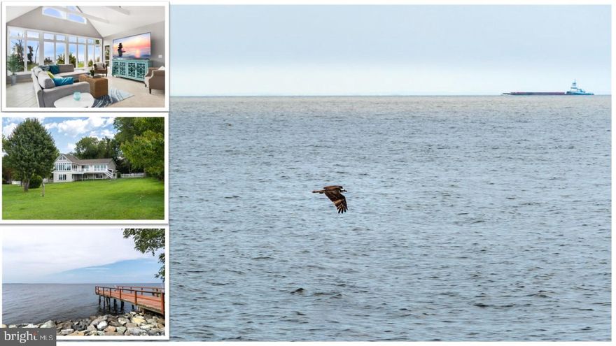 Looking for big views of Chesapeake Bay, lights of Baltimore, views the Bay Bridge, with two piers, rip rap on almost two acres in a private setting this is it!  Located in the community of Love Point, on the north end of Kent Island, you can watch the ships of the world going to and from the Port of Baltimore.  If you love nature, you will see osprey nesting, and an abundance of wildlife year-round. July 4th is spectacular 
Oversized windows allow views of the bay from most rooms. The open floor plan has an Amazing wide-open kitchen, dining area, large living room, two family rooms, and two fireplaces. Two waterside decks are great for barbecuing, entertaining or enjoying outdoor life. There are three full bedrooms with the potential of a fourth bedroom on the first floor. This unique home can be your everyday home, a wonderful 2nd home or a great investment property for ABB or rental.
The seller has remodeled most of the first floor within the last year with beautiful flooring, lights, a third bathroom and open flex space.  Garden year around in the greenhouse and enjoy the work room inside the two-car garage.
New information seller has confirmed with county  a second home can be built on property needs to be connected to the original structure by a breeze way. 
If you want to lower your stress level and enjoy life this is your opportunity.  You can enjoy your privacy, just being with nature, outdoors life, boating, gardening, or just watching the world go by living on Chesapeake Bay.
