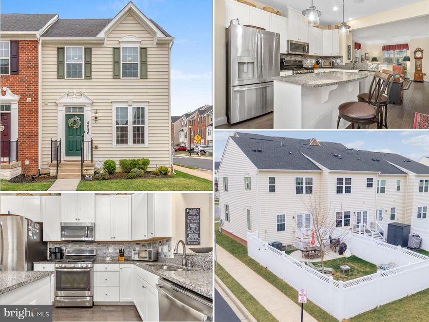 This well-appointed end-unit townhouse has been immaculately maintained by the current owner and is sure to please even the most discerning Buyers. Step into the main level and you will notice the tall ceilings, open concept layout and brand new LVP floors (replaced since photos were taken). The updated eat-in kitchen features white shaker cabinets, stainless steel appliances, granite countertops and provides direct access to the spacious, fully fenced rear yard with patio and trex awning – a perfect setting to relax or entertain guests. Rounding out the main level is a light-filled living room, dining area and half bath. The upper level includes 3 bedrooms and 2 full bathrooms. Both bathrooms are updated with ceramic tile floors and tub/shower surrounds and granite countertops. The spacious owner’s suite features trey ceiling, walk-in closet and a generously sized bathroom with walk-in shower. The fully finished lower level includes another half bath, a bonus room that is perfect for an office, library, den or kid’s playroom, a spacious recreational room and a finished storage room. Community amenities include an in-ground pool, tot lots and fitness center. Approximately 5 miles from Historic Downtown Frederick yet NO CITY TAXES! Enjoy this beautiful home in a great commuter location with easy access to I-70, I-270 and Rt15. This property will not last long, schedule your private tour today!