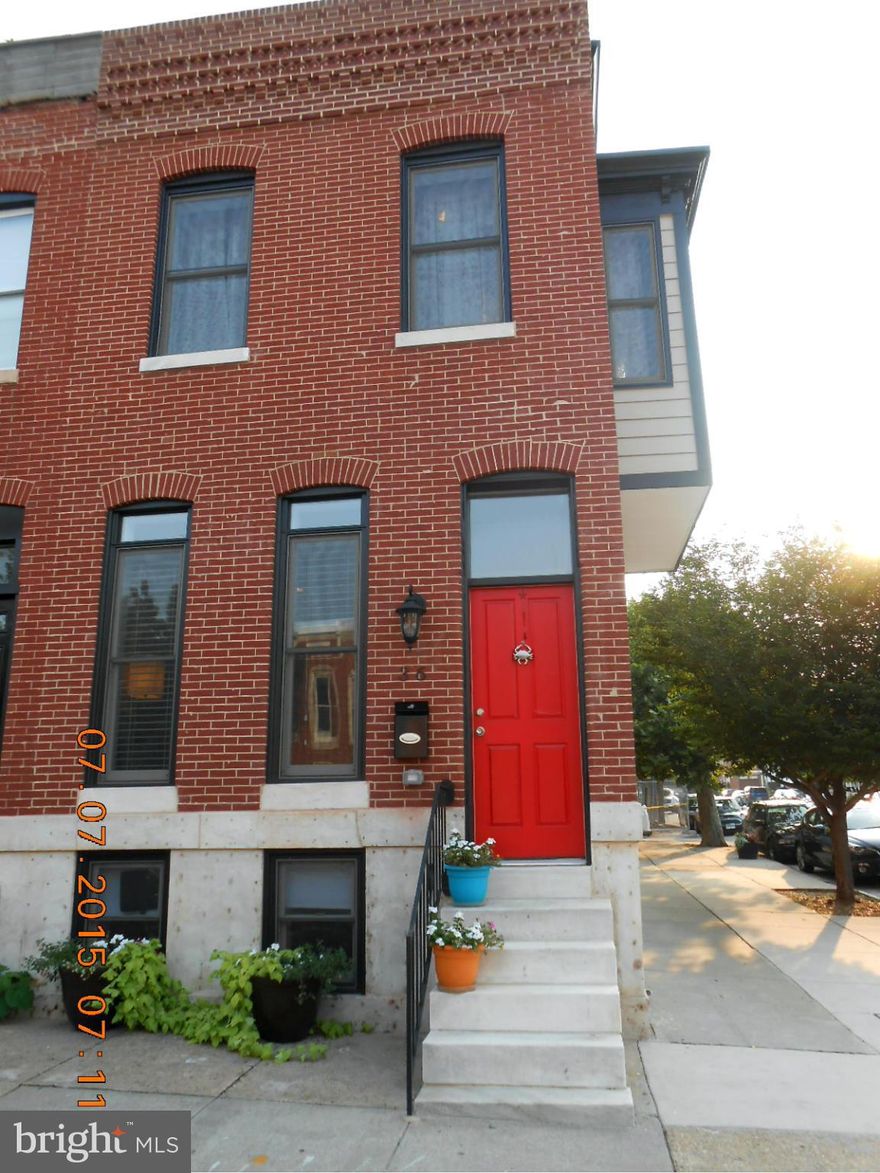 BACK ON THE MARKET!!!  Wide,light filled EOG rowhome w/ 1 car garage, 2-tier roof top deck, Huge Master Bed w/en-suite bath, Large Gourmet Kitchen with Granite & New S/S appliances .  Finished basement with full bath, storage area, custom interior shutters.  Never worry about parking on a Sunday night.  Only one block from Patterson Park.