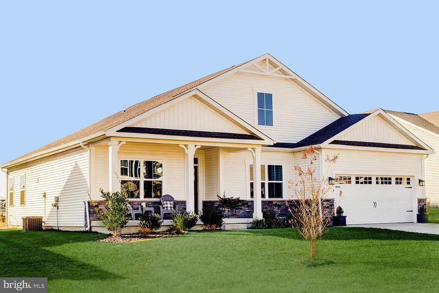 This home can close quickly. NO NEED TO WAIT FOR NEW CONSTRUCTION! Built in 2022 this Open floor plan COASTAL CONTEMPORARY Ashbrooke Model has Great Room/Dining with gas fireplace. Upgraded Kitchen - quartz counters, tiled backsplash & white cabinets w/large island dining bar, coffee nook, gas cooking, upgraded stainless appliance package, plus a pantry. The Primary Bedroom is at the rear of the home with walk-in closet & ensuite Bath. There's a separate Laundry Room with large modern washer & dryer. Ample storage in the 2-car garage with room for shelving or use the attic pull-down steps.  Special features include abundant windows, decorator neutral paint palette, low maintenance Luxury Vinyl Flooring extending from the entry door to the Kitchen, Dining Area & Living Room spaces with carpeted Bedrooms. The MIDDLE CREEK PRESERVE has a Clubhouse social hub, pool, tennis, pickleball, bocce & fire pit gathering! Minutes to the Cape May-Lewes Ferry, Rehoboth Beach, Tax-Free shopping at the Outlets, loads of Restaurant options plus the Boardwalk!  This is the Ashbrooke model - with porch, a front yard irrigation system, and the HOA mows the lawn.