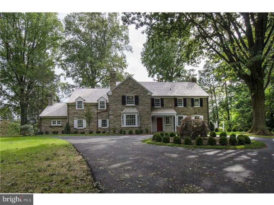 Drive up to the circular driveway to "GLENBRAE", a fully restored and renovated Main Line stone colonial on one of Gladwyne's most coveted streets. Open the front door and you are greeted by a gracious entry foyer with new Powder room. Formal Dining room on the left and formal Living on the right. Enter this large inviting Living room with oversized fire place, bay window, and crown moldings. Then step into the sunny Florida Room.  The Dining room features another working fire place with an antique mantle and a gracious bay window. Walk into the connecting Butler's Pantry which opens to the fabulous Kitchen. This is a  brand new eat in Chef's Kitchen equipped with professional grade Thermador appliances including built-in french door refrigerator, 5 burner gas cooktop, wall oven microwave combo, and warming drawer and dishwasher. The custom Walnut cabinets surround a large center island eating bar with double stainless steel sinks.  Honed marble counter tops and subway tile back splash complete this wonderful space. There is even space for a Breakfast area. The kitchen flows into the Family Room with a wall of windows looking onto the newly landscaped rear Yard and large stone patio. A charming stone Gardner's Shed highlights a level side Play yard. On the second floor you will find a large Master Bedroom with three custom closets including one walk-in, a large private Deck, and a beautiful new Master Bath with radiant heated floors. The Second and Third Bedrooms each connect to their own private and updated bathrooms. The 4th Bedroom is adjacent to an updated Hall Bathroom. Additionally there is the upstairs family room, great for computers and TV. A second floor Laundry Room finishes this level. The Third floor has a fifth Bedroom and updated Bathroom.as well as a useful, large cedar closet and other storage closets.  On the Lowest level, this great home has a finished Playroom with the third working fireplace and an updated full bathroom. There is a large utility and storage room and an area with a washer/dryer hook up. Additionally, there is upgraded insulation, Central Air System, three car heated attached Garage and burglar and smoke Alarm system. New random width hardwood floors and 50+ LED high hat lighting runs throughout this special home. Truly, this is a wonderful place to live, play and entertain. Owner is a PA real estate agent.